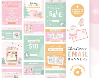 Festive Christmas Email Newsletter Templates: Canva Marketing Banners (Digital Download) - CHRI01 Sparkle & Speckle