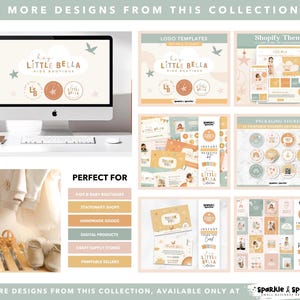 Modello di logo per boutique per bambini in stile boho / Logo modificabile su Canva / Branding per negozio di articoli per bambini / Design del logo per piccole imprese - HLB01 Sparkle & Speckle immagine 6