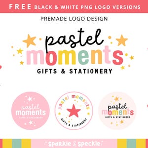 Colorful Logo design, Stars Boutique Logo, Creative Logo Set, Photography Logo Kit For Small Business, PASTM - Sparkle & Speckle