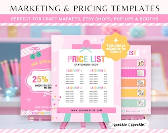 Price List Template for Gift Shops and Creative Businesses | Colorful Canva Pricing Sign - HGS01 Sparkle & Speckle