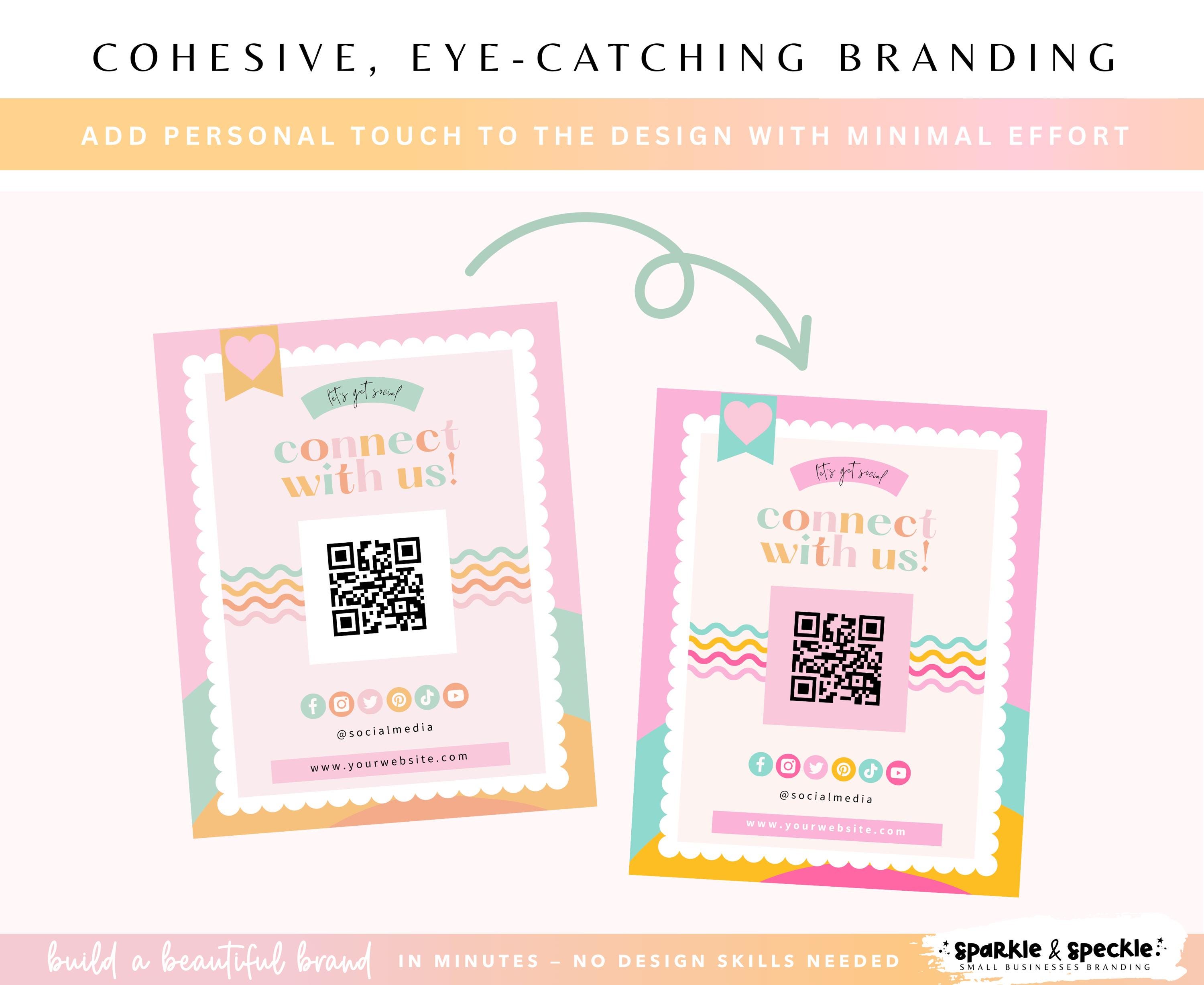 Qr Code Raimbow Rainbow QR Code Sign Template Canva | Business Display Sign for Markets ...
