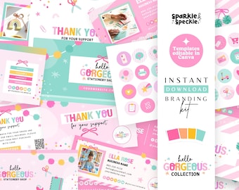 Handmade Business Branding Kit | Craft Canva Templates for Makers and Creative Shops - HGS01 Sparkle & Speckle