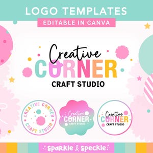 Modello di logo per decorazioni per feste / Logo Canva modificabile per aziende di palloncini ed eventi - CCN01 Sparkle & Speckle