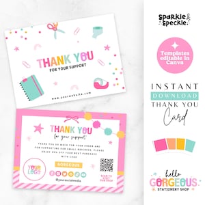 Danke-Karte Vorlage Canva, Pastell Bestellung, anpassbare Kaufmitteilung, sofortiger Download - HGS01 Sparkle & Speckle