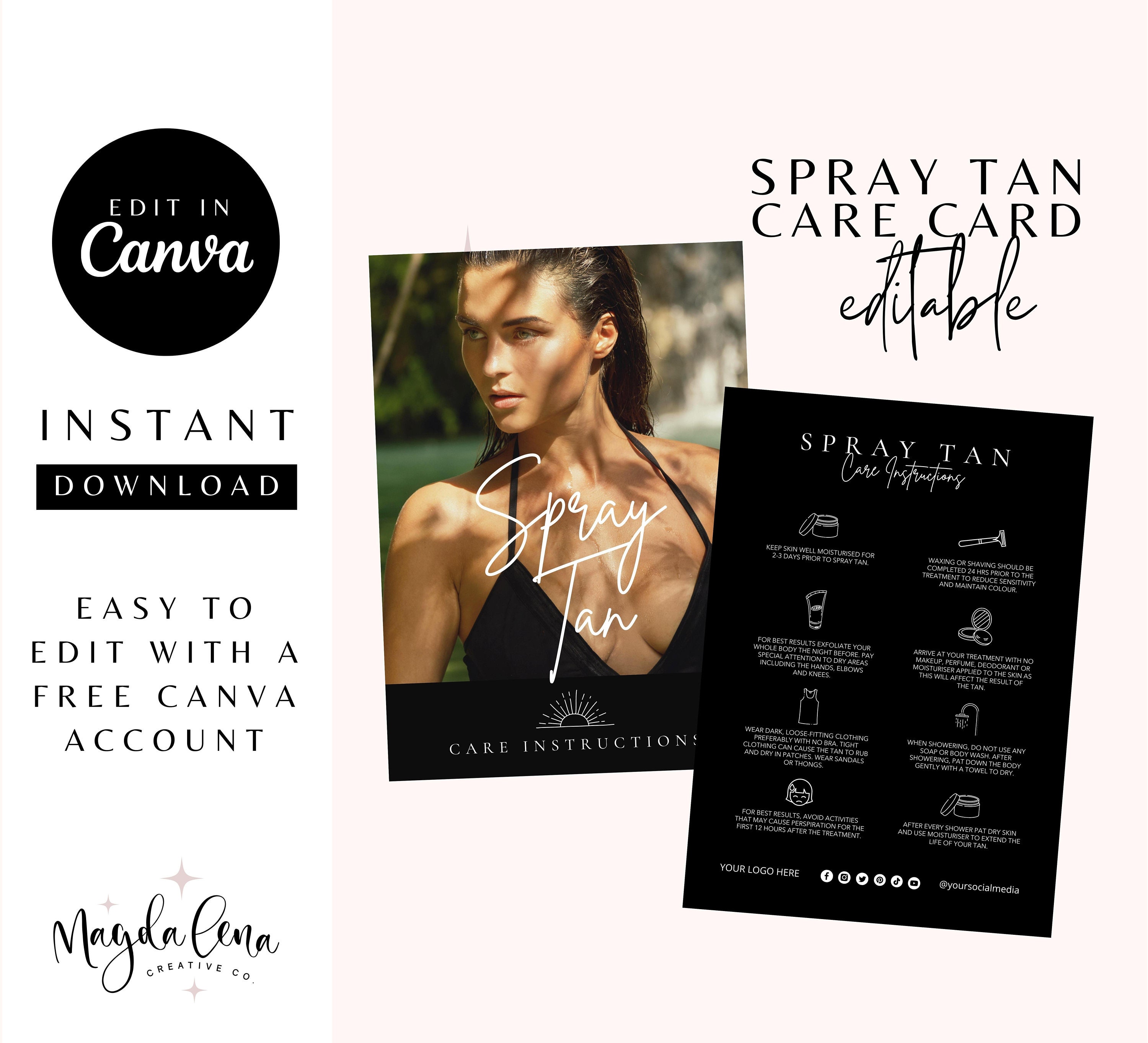 Spray Tan After Care Card Tanning Aftercare Spray Tan Etsy