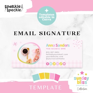 Aesthetic Email Signature Design Template, Customizable Email Signature Fully Editable In Canva, SUNB01 - Sparkle & Speckle