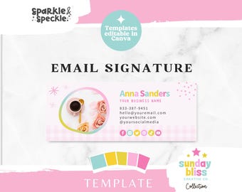 Aesthetic Email Signature Design Template, Customizable Email Signature Fully Editable In Canva, SUNB01 - Sparkle & Speckle