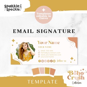 Boho Email Signature For Small Business: Fun Playful Gmail Email Template Editable In Canva - BOHO1 Sparkle & Speckle