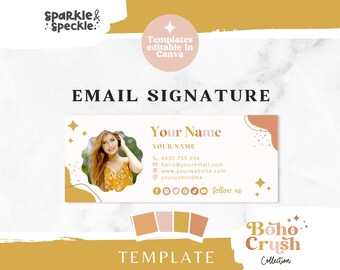 Boho Email Signature For Small Business: Fun Playful Gmail Email Template Editable In Canva - BOHO1 Sparkle & Speckle