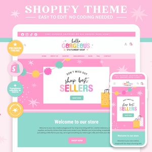 Pastel Shopify Theme Template, Colorful Ecommerce Website For Creators, Fun Online Storefront, Boutique Webstore HGS01 - Sparkle & Speckle