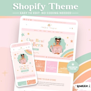 Rainbow Shopify Theme, Online Boutique Shop, Clothing Ecommerce Website, Shopify Store Template, Colorful Storefront ASH01 Sparkle & Speckle