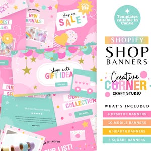 Party Shopify Banner Templates | Editable Canva Website Banners for Event Businesses - CCN01 Sparkle & Speckle