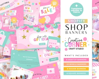 Party Shopify Banner Templates | Editable Canva Website Banners for Event Businesses - CCN01 Sparkle & Speckle