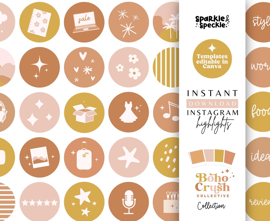 Boho Instagram Highlight Covers, Aesthetic Retro Inspired Instagram ...
