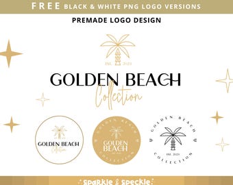 Palm Travel Agent Logo Design, Tropical Logo, Elegant Tourism Logo Set, Paradise Podcast Blog Logo - Sparkle & Speckle