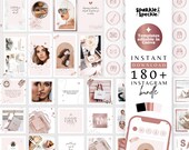 Rose Gold Instagram Bundle Templates Editable In Canva, Plush Pink Instagram Stories, Posts and Highlight Covers, ROS01 - Sparkle & Speckle