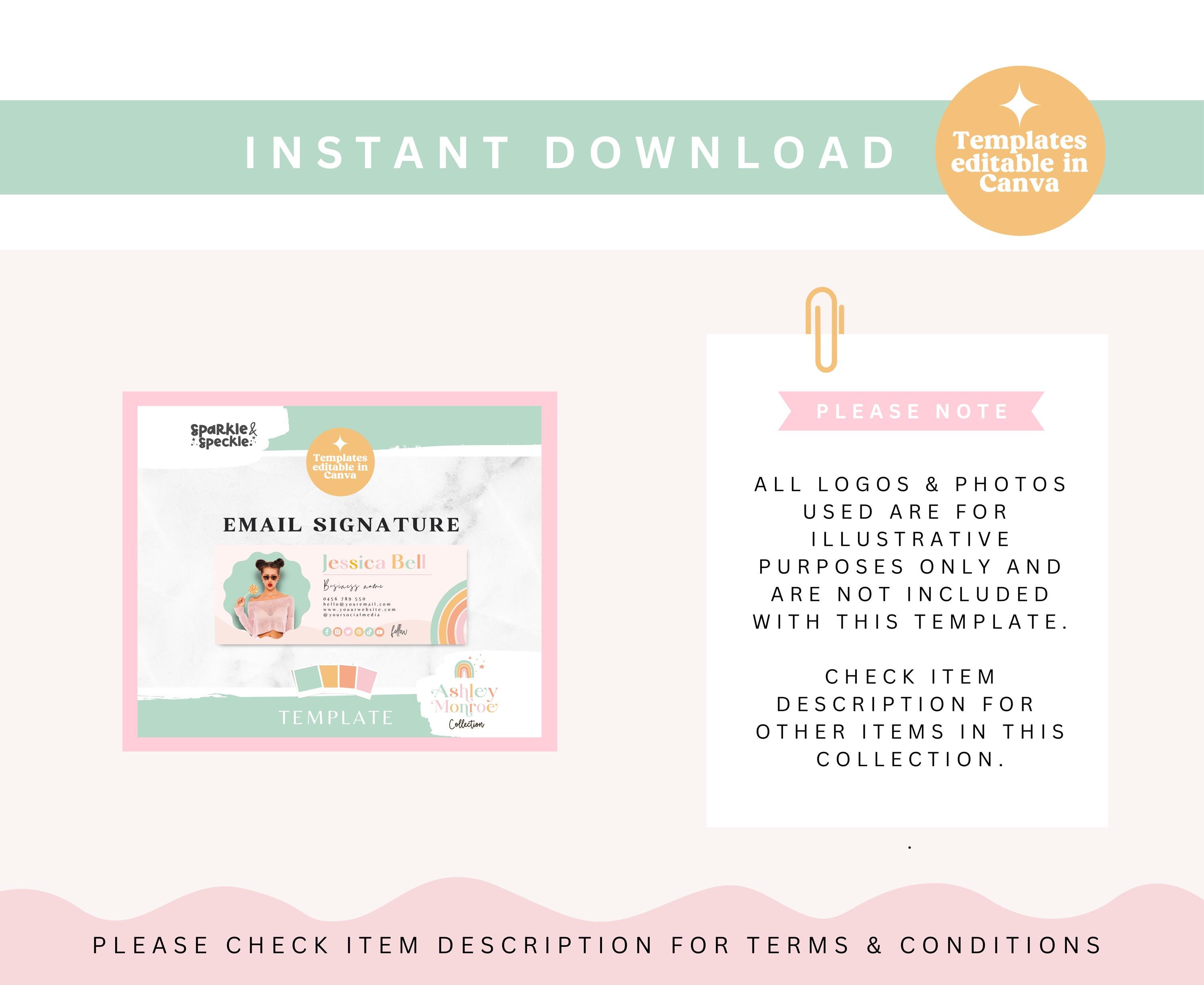 Rainbow Email Signature Template Canva | Editable Gmail and Outlook ...