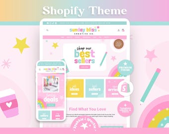 Pastel Shopify Theme | Stationery and Paper Goods Website Template - SUNB01 Sparkle & Speckle
