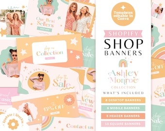 Szablony banerów Rainbow Shopify Canva | Grafika na strony internetowe dla sklepów internetowych - ASH01 Sparkle & Speckle