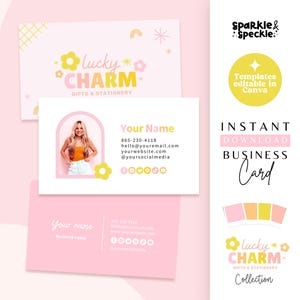 Kreative Visitenkartenvorlage, anpassbare und farbenfrohe Visitenkarte in Canva, LUC01 - Sparkle & Speckle