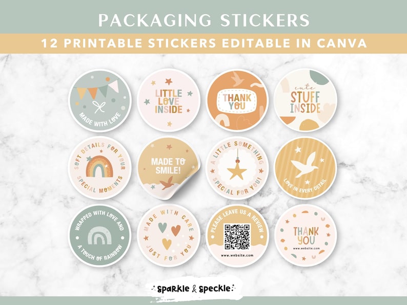 Capacity Sticker Editable Editable Earthy Sticker Templates | Printable Canva Stickers for Small ...