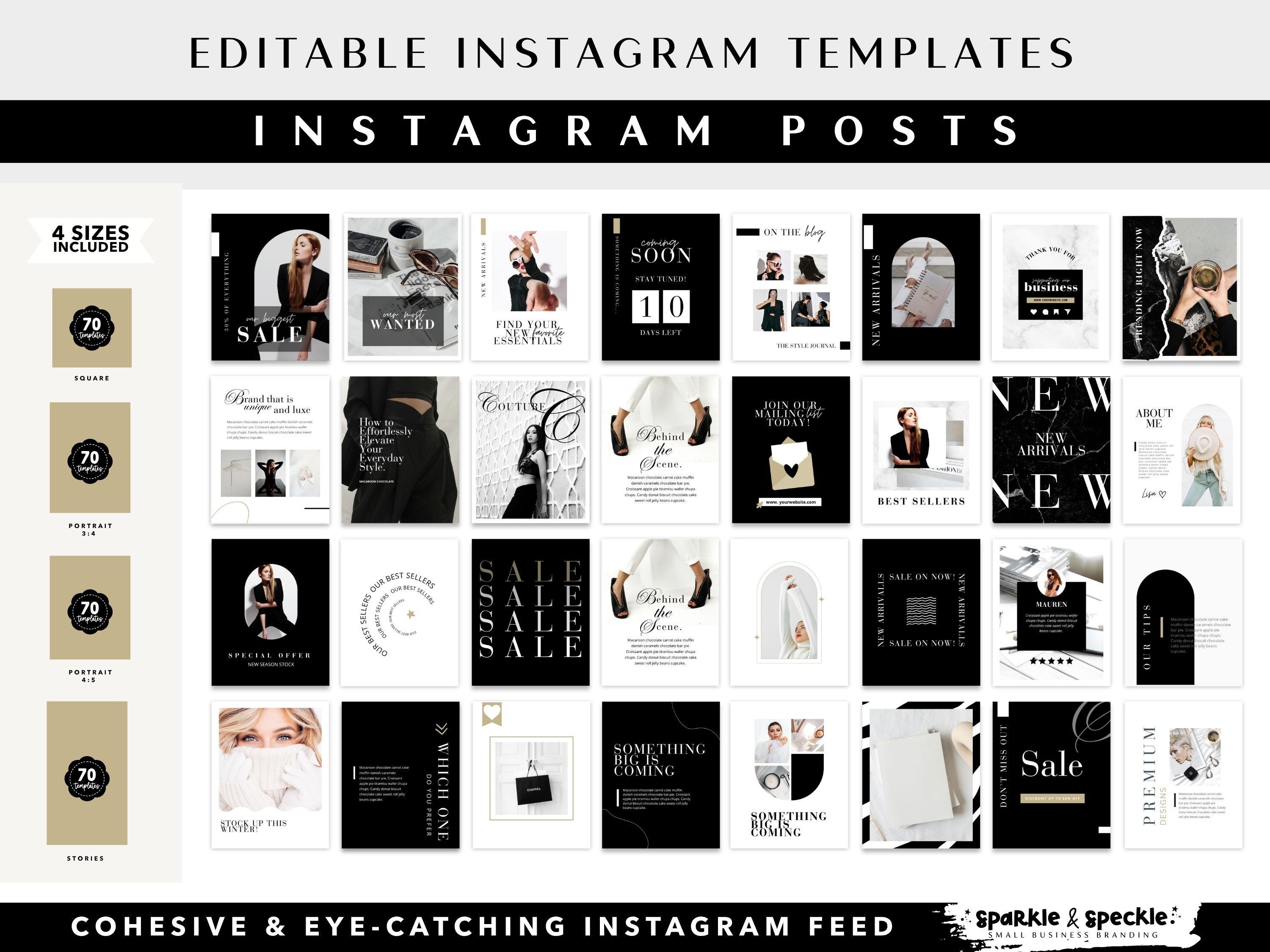 Black White Instagram Templates | Editable Canva Posts and Stories ...