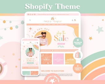 Feminine Shopify Theme | Rainbow Boutique Website Template for Gift and Accessory Shops - ASH01 Sparkle & Speckle