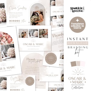Neutral Branding Kit, Boutique Branding Bundle Editable In Canva, DIY Business Branding, OC01 - Sparkle & Speckle