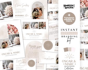 Neutral Branding Kit, Boutique Branding Bundle Editable In Canva, DIY Business Branding, OC01 - Sparkle & Speckle