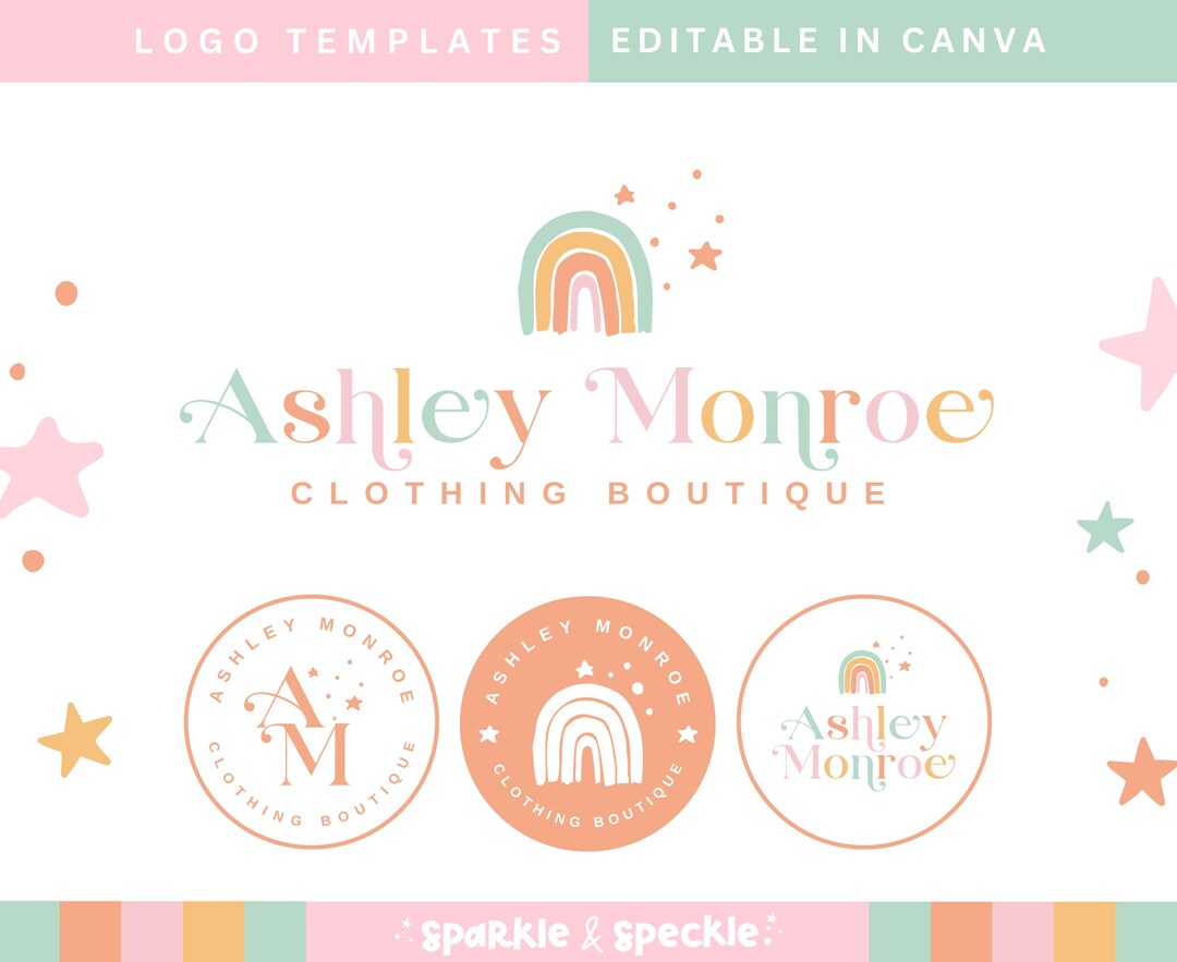 Rainbow Logo Template Canva | Playful Star Branding for Creative Small ...