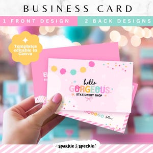 Modelo de Cartão de Visita Rosa Canva – Branding Criativo, Colorido e Divertido | Cartão de Visita Editável – Sparkle &Speckle HGS01