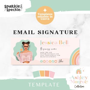 Rainbow Email Signature Template Canva, Editable Gmail Email, Boutique Email Template For Small Business. ASH01 - Sparkle & Speckle