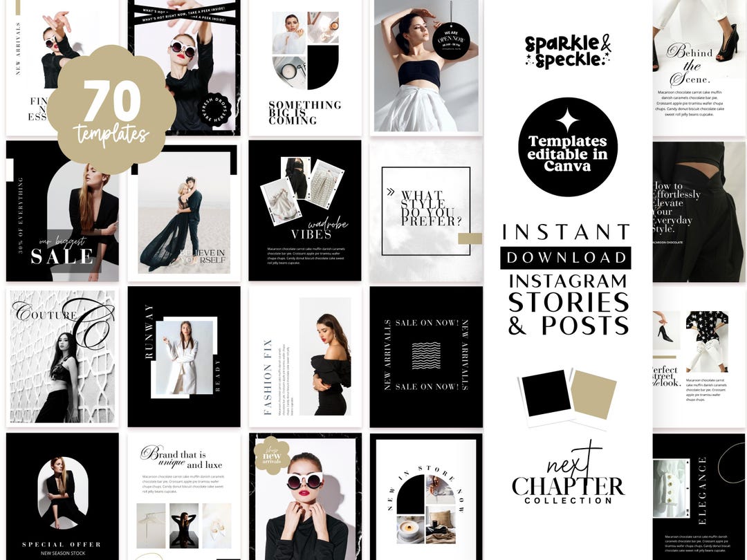 Black White Instagram Templates | Editable Canva Posts and Stories ...