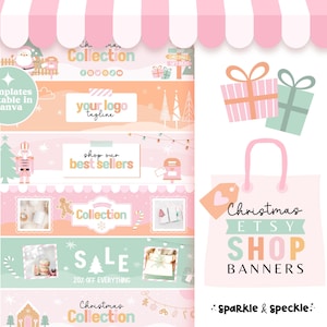 Christmas Etsy Shop Banner Templates: Editable Canva Holiday Branding, Festive Winter Wonderland Design - CHRI01 Sparkle & Speckle