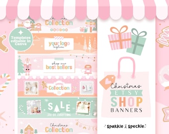 Christmas Etsy Shop Banner Templates: Editable Canva Holiday Branding, Festive Winter Wonderland Design - CHRI01 Sparkle & Speckle