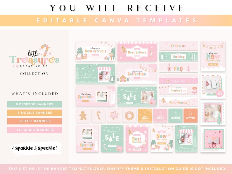 Christmas Shopify Banner Templates Canva | Holiday Website Graphics - CHRI01 Sparkle & Speckle image 3