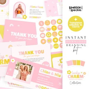 Bright Pink and Yellow DIY Branding Kit: Canva Templates (Digital Download) - LUC01 Sparkle & Speckle