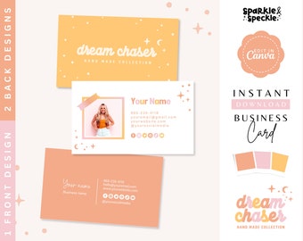 Creative Customizable Business Card Template, Colorful Business Card Editable In Canva. DC01 - Sparkle & Speckle