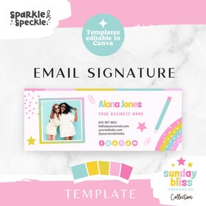 Speelse sjabloon voor e-mailhandtekening: kleurrijk canva-ontwerp (digitale download) - SUNB01 Sparkle & Speckle