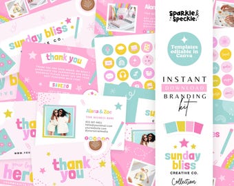 Colorful Branding Kit Templates Canva, Editable Brand Identity Templates for Digital Product and Stationery Shops – Sparkle & Speckle SUNB01