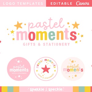 Modèle de logo étoile coloré amusant, création de logo de boutique entièrement personnalisable sur Canva, PASTM - Sparkle & Speckle