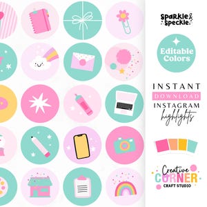 Colorful fun Instagram Highlight Covers: Editable Party Decor Icons - CCN01 Sparkle & Speckle