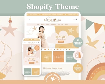Boho Nursery Decor Shopify Theme | Kids Wall Art Boutique Website Template | Editable Shopify Banners - HLB01 Sparkle & Speckle