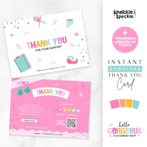 文房具用サンキューカードテンプレート：Canvaで編集可能な注文書 - HGS01 スパークル＆スペックル