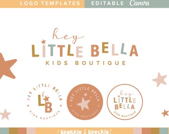 Bunte bearbeitbare Logo-Vorlage, Star Boutique-Logo, verspieltes Logo-Set für kleine Unternehmen, BELLA – Sparkle & Speckle