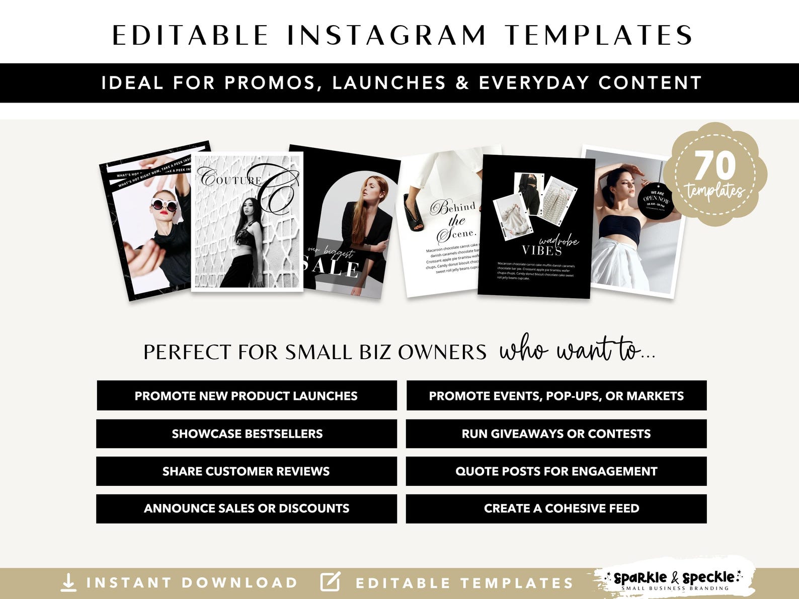 Black White Instagram Templates | Editable Canva Posts and Stories ...
