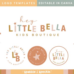 Plantilla de logotipo editable colorida, logotipo de Star Boutique, conjunto de logotipos divertidos de Canva para pequeñas empresas editables en Canva, HLB01 - Sparkle & Speckle