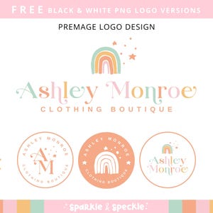 Regenbogen-Logo-Design, das mit Ihrem Namen, bunten Regenbogen- und Stern-Logos und Branding angepasst wird ASH01 - Sparkle & Speckle