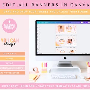 Szablony banerów sklepowych Shopify: Różowe i pomarańczowe banery Canva dla sklepów internetowych (do pobrania w wersji cyfrowej) – DC01 Sparkle & Speckle zdjęcie 4