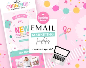 Email Newsletter Templates for Gift Shops and Creative Brands | Colorful Canva Email Marketing Kit- HGS01 Sparkle & Speckle